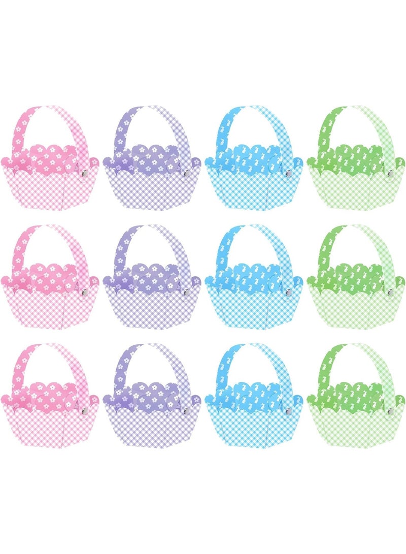 ChicAbode 12 Pcs Paper Easter Baskets with Handle, DIY Easter Craft Baskets for Kids - Party Favors & Gift Boxes (Multi-color) - Image 1
